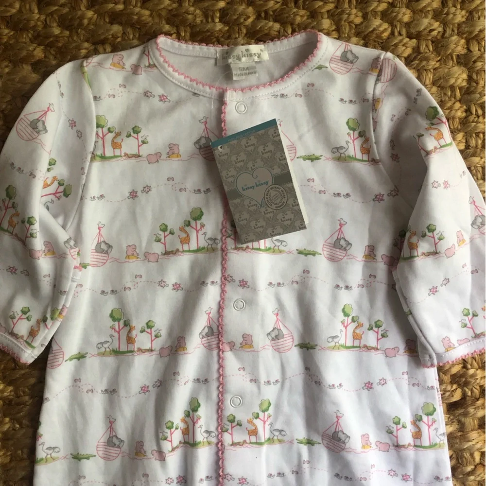 New w Tag: Kissy Kissy Noahs Print Convertible Gown. Size 0 to 6 months